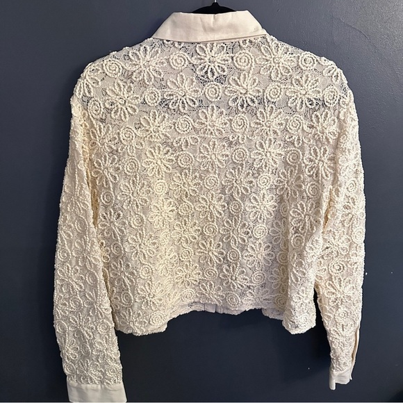Zara Embroidered Lace Cropped Blouse - Picture 8 of 11